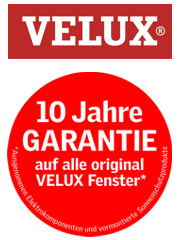 10 Jahre Garantie auf alle Velux Produkte